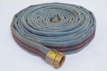 Mercedes Textiles Vintage Blue Fire Hose W/ Red Stripes