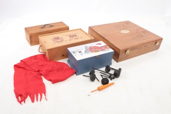 Lot Of 4 Various Wooden Storage Boxes The Largest Measures 16x18' Giusepyie & Giusti