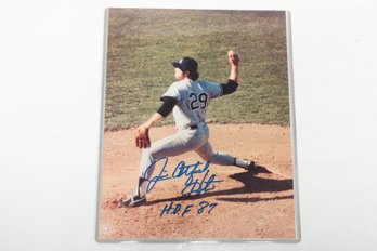 Jim Catfish Hunter Signed 8x10 Photo Inscribed HOF 87 NY Yankees HOF Great