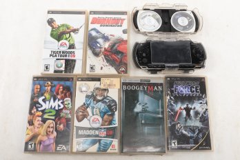 Play Station Portable W/ Games Star Wars Tiger Woods PGA Tour Sims 2 Madden 08 Plus Boogeyman