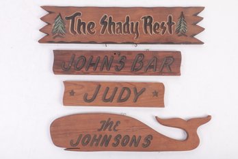 4 Wood Signs: 'The Shady Rest', 'The Johnsons' & More