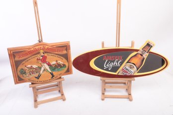 Vintage Bar Advertising Sign & Mirror: John Walker & Amstel Light