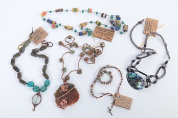 New Old Stock (NOS) 1970s ARTISAN-MADE COPPER & NATURAL STONE 4 Pieces