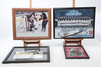Lot Of (3) Framed Hockey Pieces (2) Are Signed Plus 1 Signed Ohio State Buckeyes Piece Tampa Bay Lightning