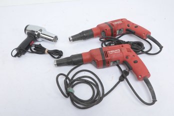 Pair Of Hilti TKT 2000 Kwik-Tapper Drywall Screwguns And Deluxe Heat Gun