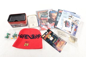 Assorted Nascar Lot: Daytona 500 50th Anniversary Program Kit, Jeff Gordon Hat, Kyle Petty Tin, Etc.