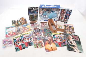 HUGE Assorted Lot: Toys, Trading Cards, Winter Wonderland Barbie, New Action Figures & More