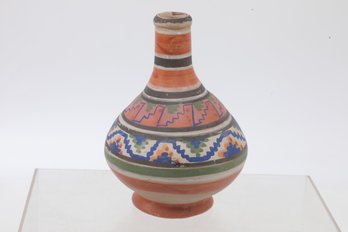 Vintage Hand-Decorated MEXICAN POTTERY Water Carafe & Cup TUMBLE-UP