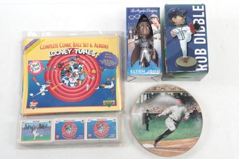 Fun Lot Elton John LA Dodgers Bobble Head Ty Cobb Plate Complete Looney Tunes Comic Ball Set W/ Albums