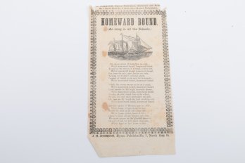 Song Broadside HOMEWARD BOUND. (As Sung In All The Schools.) J. H. JOHNSON, Hymn Publisher,