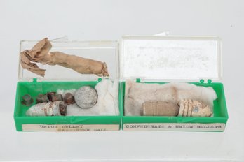 MILITARIA Collection Of Dug CONFEDERATE AND UNION BULLETS, CANISTER BALL Etc.