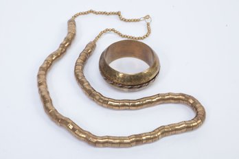 2 Pc. Vintage Lot BRASS STATEMENT JEWELRY PIECES