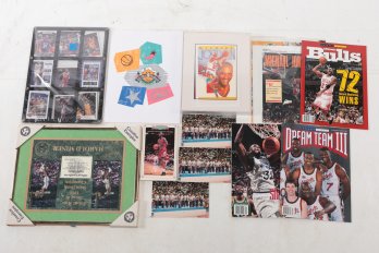 Assorted Sports Memorabilia Lot W/ Kobe Bryant Cards, Jordan MVP Book, Etc.