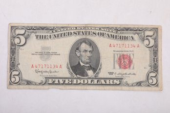 1963 Red Seal $5 Bill