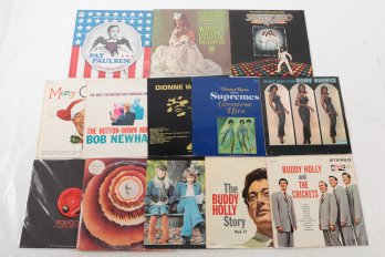 Grouping Of Mixed Genre Vinyl Records: Buddy Holly, Bob Newhart, Stevie Wonder, ABBA & More!!!