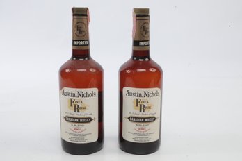 2 Bottles Of Austin Nicholes Fine And Royal Canadian Whisky 1973 One Quart Bottles