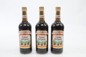 3 LLORD'S Creme De Cacao Liqueur  1 Liter Bottles