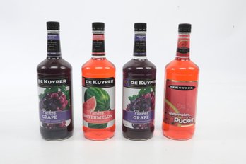 4 De Kuyper Pucker Grape And Watermelon Sweet & Sour Schnapps  1 Litter Bottles