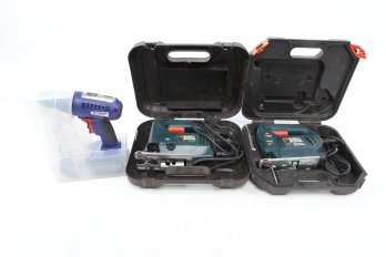 Campbell Hausfeld 14.4v 3/8 Drill, 2 Black & Decker Corded Jig Saws