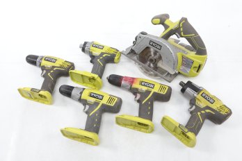 Grouping Of Assorted Ryobi Battery Operated Tools