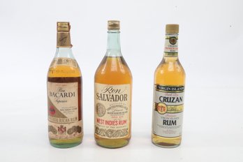 3 Assorted 750 Ml Bottles Of Bacardi , Salvador And Cruz Rum