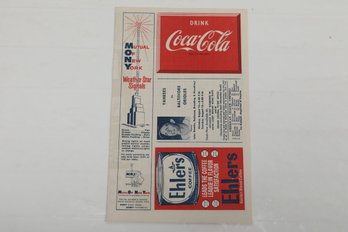 NY Yankees Vs. Washington Senators Scored Score Card August 18, 1960 Maris Mantle Berra Ford