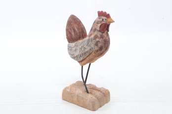 Vintage Hand Carved Rooster Sculpture