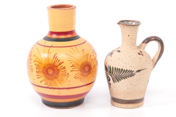 Lot Of MEXICAN FOLK ART TONALA POTTERY Vases Hand-Decorated