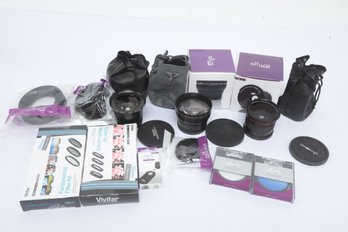 Camera Lens And Accessories Lot W/ Vivitar And Altura