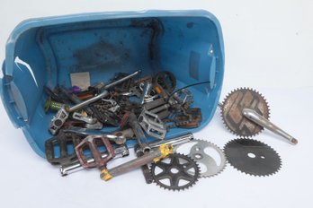 Grouping Of VTG Bicycle Parts: GT Chain Ring/Cranks, Mixed Brand Peddles, Misc. Parts
