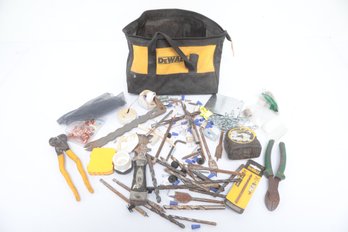 Tool Bag Lot Assorted Hand Tools And Drill Bits