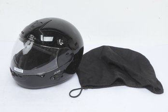 VCAN V600Z Motorcycle Black Gloss Flip -Up Helmet W/Integrated Bluetooth Headset & Dust Cover - Size M
