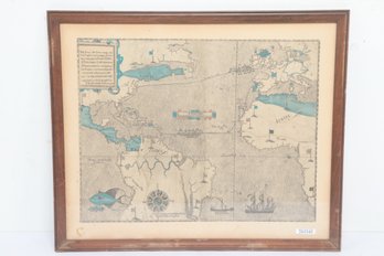 Framed Decorative Print Of 'Famouse West Indian Voyadge Map'