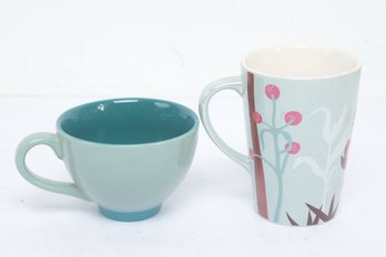 Pair Of Starbucks 2006 Floral Mugs