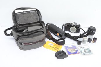 Vintage Nikon N2020 35mm Camera W/2 Nikon Lenses, Carry Bag, Filters, Etc.