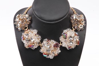 J. CREW Vintage Scarce Snowball Gem Clusters Statement Necklace