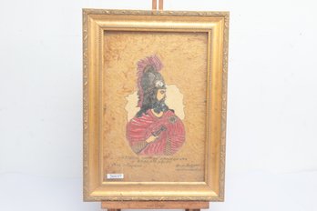 Framed Artwork Of Armenian King Tigranes II Signed Levon Lazyan - 1946 Istanbul