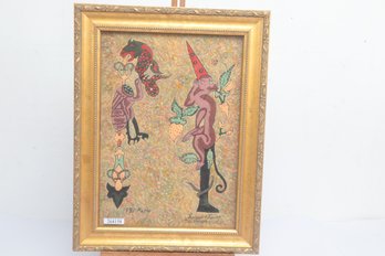 Framed & Dated Surrealist Style Figural Artwork Singed 'Lazyan Levon' 1981 Paris