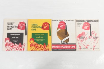 Vintage 1963 1964 1966 & 1968 Shrine Football Programs Washington Redskins Baltimore Colts Chicago Bears