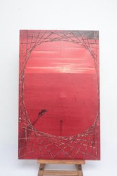 Abstract Oil On Canvas With Textured Grid Signed Acosta '70