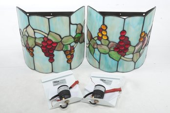 New: Pair Of Italian Made Tiffany Style Wall Sconces 'Collezione Toscana' PE90125