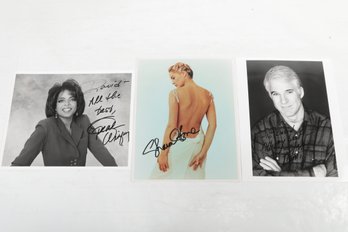 Celebrity Signed 8x10 Photo Lot Oprah Winfrey Sharon Stone & Steve Martin Celebrity Legends Auto