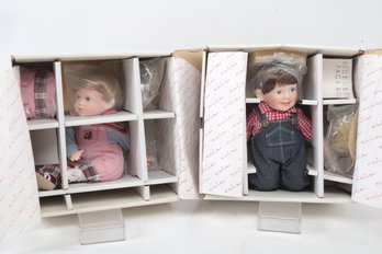 2 Danbury Mint Porcelain Dolls: Jimmy & Steve By Elk Hutchins