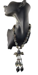 SMOKY TOPAZ Citrine & Sterling Silver Artisan Designed Lariat Bead Necklace