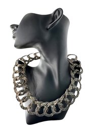 Heavy Braided Sterling Silver Coil Sculptural Collar Necklace, C. 1960s-1980s