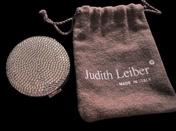 JUDITH LIEBER Swarovski Crystal Compact Mirror  Made In Italy With Dust Bag
