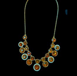 MONET Vintage Signed Austrian Crystal Topaz Glass & Rhinestone Statement Necklace