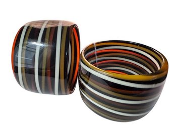 MODERNIST Multi-Stripe Resin Bangle Bracelets, C. 1960s