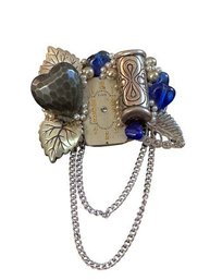 ELGIN Artistic Assemblage Brooch Pin With Heart Charm & Chains