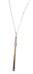 Antique STERLING SILVER Retractactable Champagne Whisk Pendant On Chain Marked Bermuda